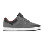 The Etnies Marana Michelin Shoes in Grey/Black/Red are skate shoes with a durable Michelin performance rubber sole and red detailing on the inner lining.