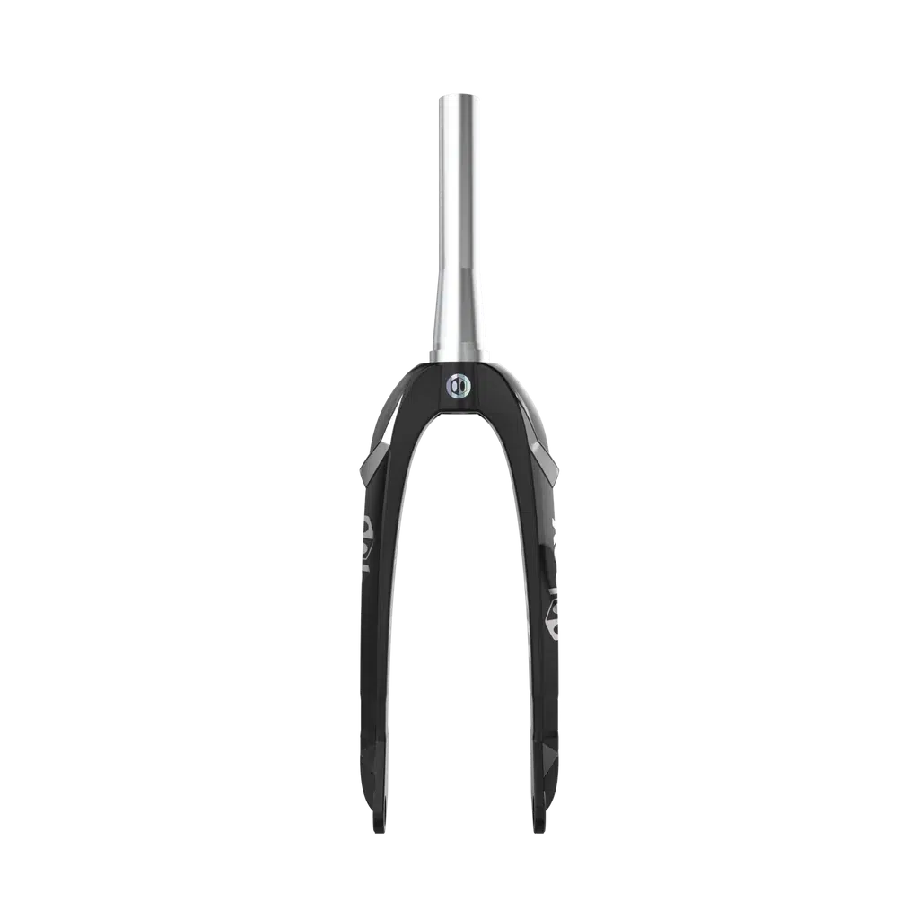 Box Hex Lab Oversized X6 Pro 20 Inch 20mm Tapered Carbon bicycle fork with a titanium steerer, isolated on a white background.