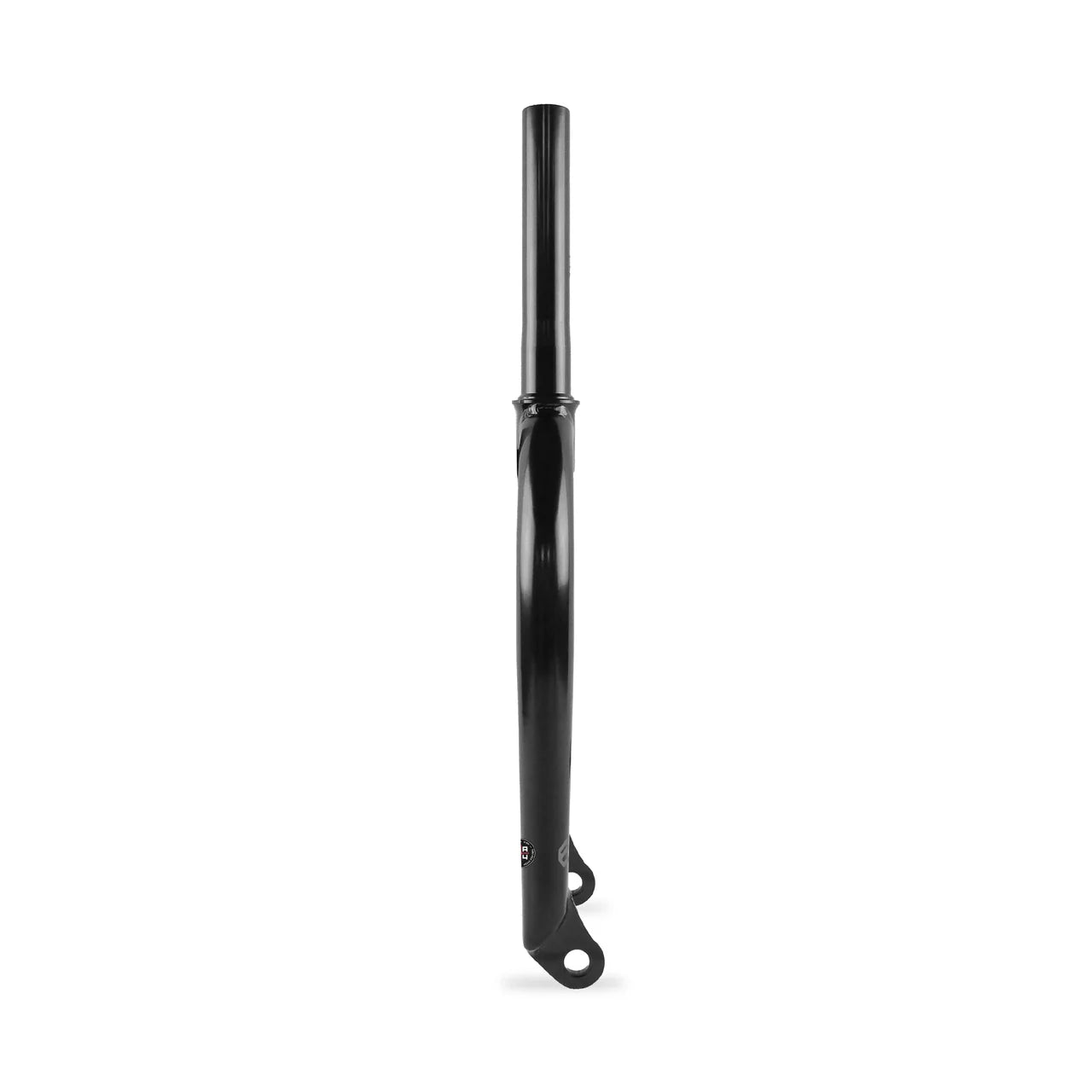 The Eclat Storm TA Forks are black bicycle front forks with a straight steerer, disc brake mounts, a closed CNC-machined dropout design for precision and durability, all displayed on a white background.