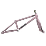 The Fit Bike Co AM 16 Frame & Fork Kit is a pink BMX setup for young riders, showcasing "FITBIKECO" and "A-V6" logos as part of the vibrant Fit AM 16 series.