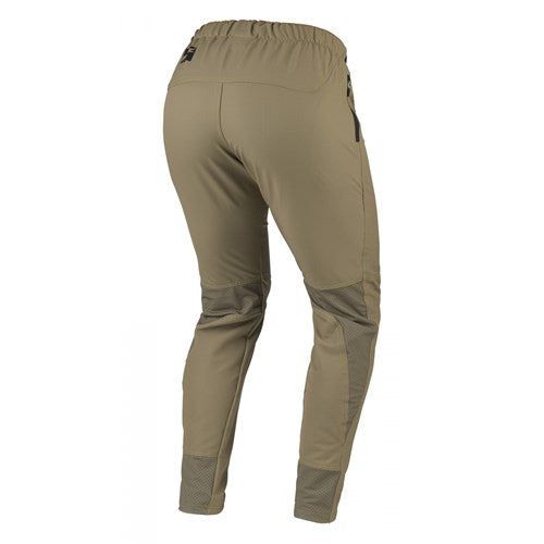 Kenny Racing Prolite Pants in khaki feature an ergonomic cut with an elastic waistband and reinforced knee patches for ultimate comfort. Displayed from the back on a white background, their multi-directional stretch design ensures ease of movement.