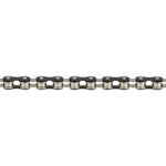 The Izumi 1/2 x 1/8 Chain features alternating silver and black components, showcasing visible links and pins against a plain white background, highlighting the precision of Japanese craftsmanship.