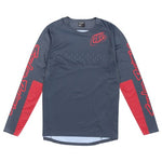 The TLD 25.1 Sprint Jersey in Mono Steel Blue features red sleeve graphics and a chest logo, ideal for race weekends.