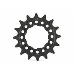 The Arise Echo Cog (Chromoly) is a black metal sprocket with 16 teeth, engraved with "ABUS TECHNOLOGIES" and other specifications. Meticulously CNC machined, it offers precision and durability similar to Shimano HyperGlide standards.