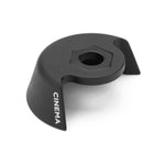 The Cinema VR Universal Rear Hub Guard is a black, curved metal BMX hub guard with "CINEMA" printed on it. It features a durable nylon composite design for enhanced protection as part of the VR rear hub lineup.