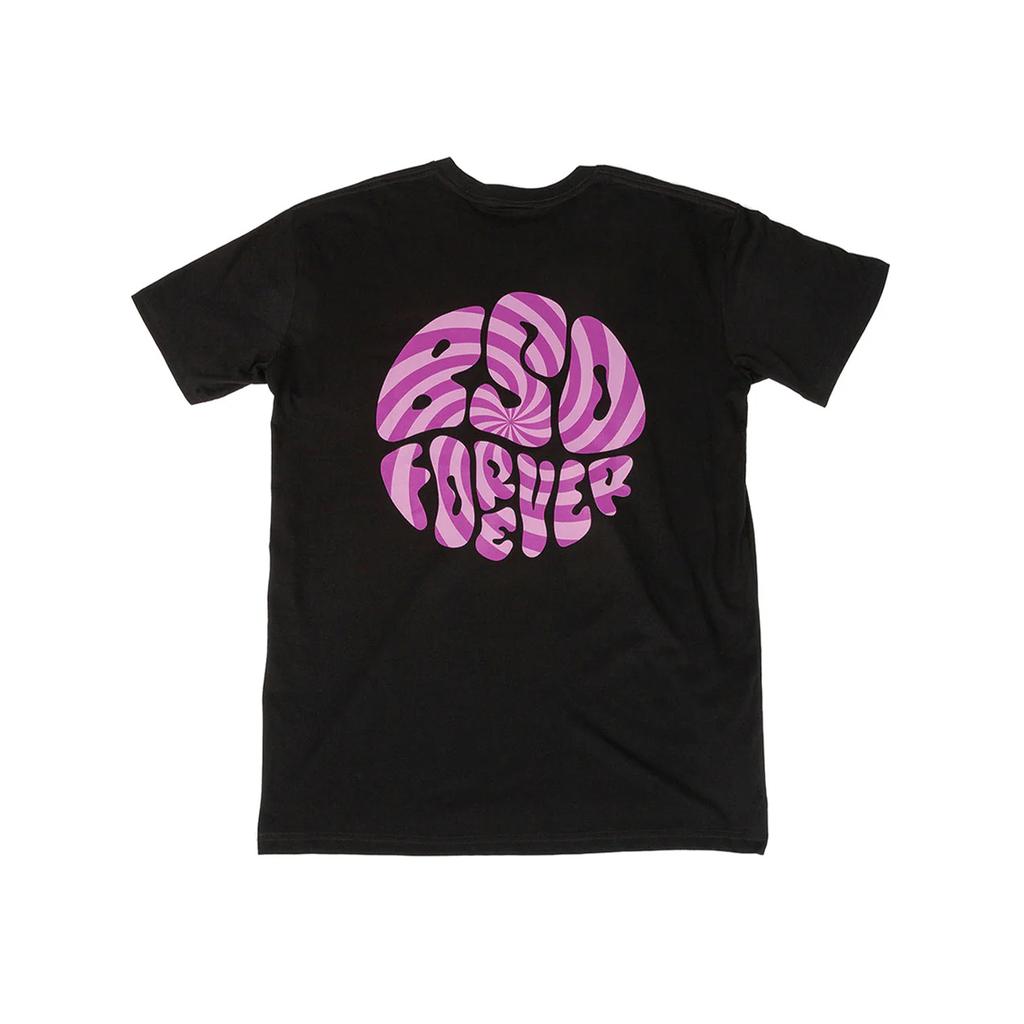 The BSD Psyched Out T-Shirt is a black tee with a purple lung-like abstract design on the back and "BOLD AS EVER" in a unique psychotic screenprint.