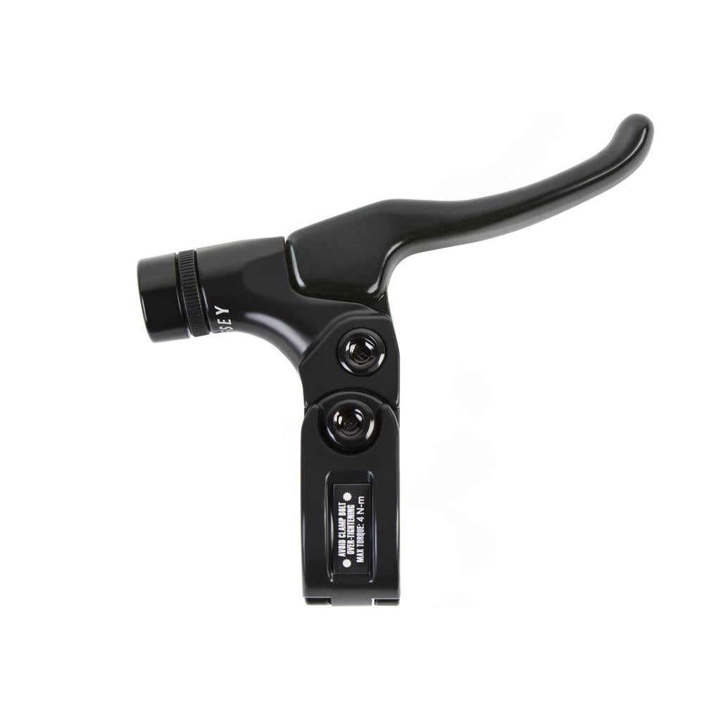 The Odyssey M2 Monolever Lever Kit is a black brake lever designed for gyro users, featuring two bolt holes, an adjustable tension knob, and a long handle for optimal grip.