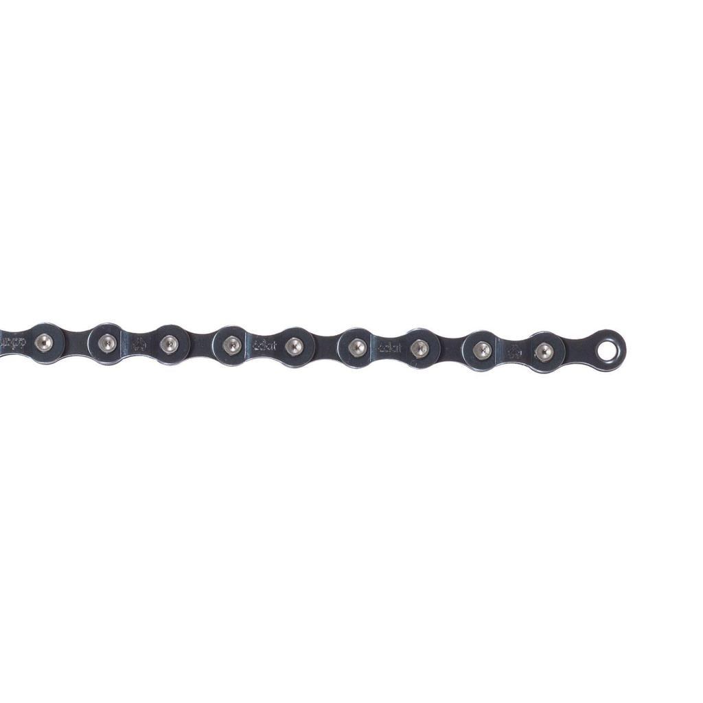 A detailed look at the Eclat Diesel Chain, resembling a motorbike style with black half-links aligned horizontally on a white background.