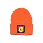 The S&M Thinsulate Cuffed Beanie is made from hypoallergenic acrylic, featuring Thinsulate insulation and an S&M American Bicycle Co. logo patch on the front in an orange color.