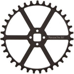 The black Rennen Raycelite Sprocket, designed for micro mini racers, features 35 teeth and is meticulously crafted from CNC machined aluminum.