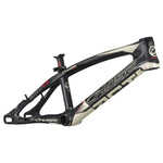 A black and beige Chase ACT 1.2 Carbon BMX Race Frame Pro XXL with visible branding, red accents, and Advanced Carbon Technology.