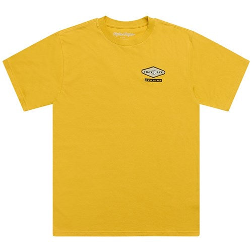 The TLD 25.1 Carb SS T-Shirt in yellow features a small logo on the left chest, ideal for stylishly repping TLD.