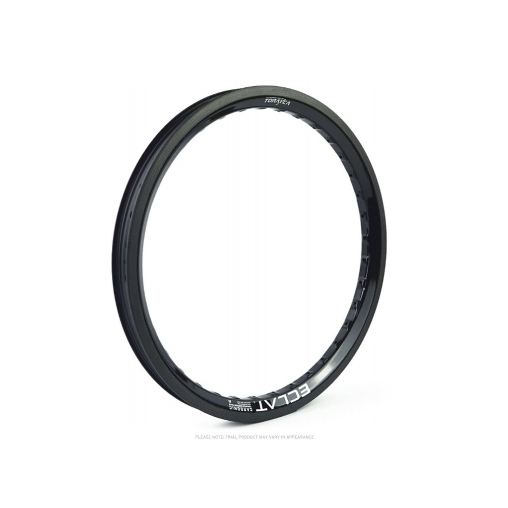 The Eclat Carbonic V2 Rim (Non-Braking) is a high-performance carbon fiber bicycle rim with a matte finish and features striking white Eclat branding, making it perfect for freestyle BMX enthusiasts.