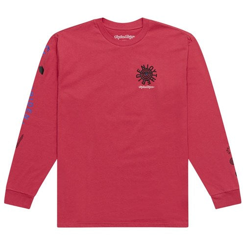 The TLD 25.1 Enjoy LS Shirt, in red with bold black graphics on the chest and sleeves, is ideal for winter shredders.