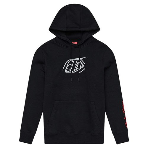 The TLD 25.1 Badge Hoodie, featuring a geometric white chest design and bold red text on the right sleeve, is the perfect black winter apparel to enhance your cold-weather wardrobe.