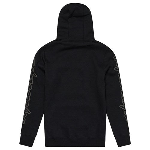 The TLD 25.1 Branded Hoodie is a stylish black hoodie with text down the sleeves, an ideal pick for sweet hoods this winter.