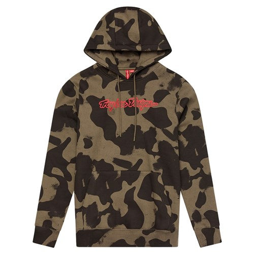 The TLD 25.1 Signature Pull Over Hoodie, in brown and black camouflage with "Trippie Redd" in bold red text on the front, is a standout addition to any wardrobe.