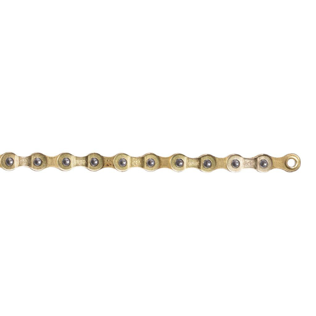 The Eclat Diesel Chain, featuring a motorbike-inspired design, is displayed flat against a white background, gleaming in rich gold.