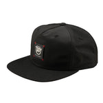 The TLD 25.1 Smiley Unstructured Snapback is a fun Black cap with a flat brim and rectangular logo patch, ideal for fans of Troy Lee Designs looking to add a playful twist to their style.