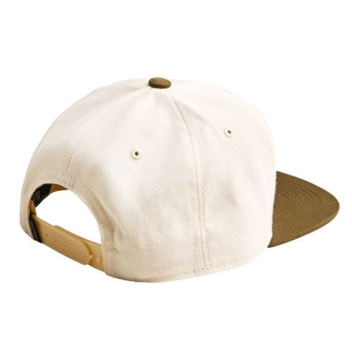 The TLD 25.1 Peace Hat is a beige and brown baseball cap with an adjustable plastic strap viewed from the back, featuring a subtle Peace logo for good vibes.