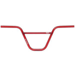 Red BMX handlebars with a slightly curved design and a crossbar reinforcing the structure, labeled "Salt Pro Bars" near the center. Crafted from seamless Chromoly for extra durability, these handlebars are perfect for riders seeking strength and reliability.