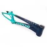 A teal and navy aluminium race frame with "Staystrong V5 Disc Pro XXXL Frame" printed on the side showcases superb craftsmanship among disc brake beauties.