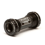 Tangent External Euro Bottom Bracket in black with white text, equipped with outboard bearings and a 24mm spindle.