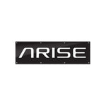 The Arise Shop Banner is a black, rectangular sign featuring "ARISE" in bold white capital letters. Made from heavy-duty nylon, it includes four corner holes for easy hanging.