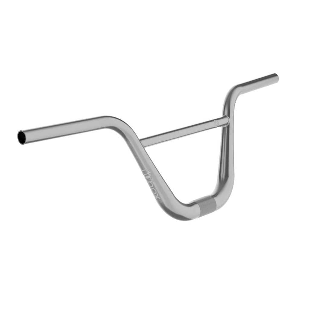 Box Hex Lab Oversized 31.8mm flat handlebar with a crossbar, showcasing durable titanium construction, isolated on a white background.