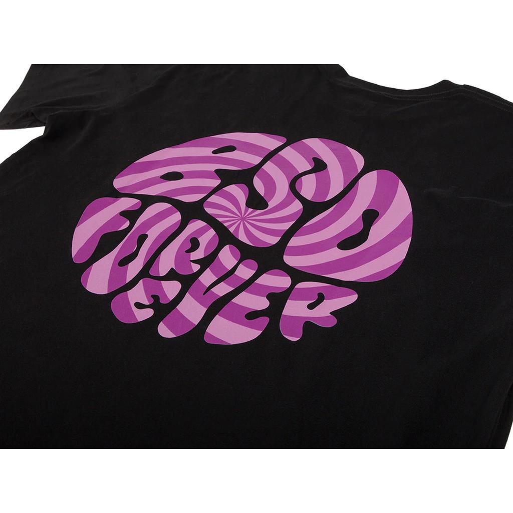 The BSD Psyched Out T-Shirt showcases "BSD Forever" in bold purple font with a swirl pattern, creating a vibrant, psychedelic screenprint effect.