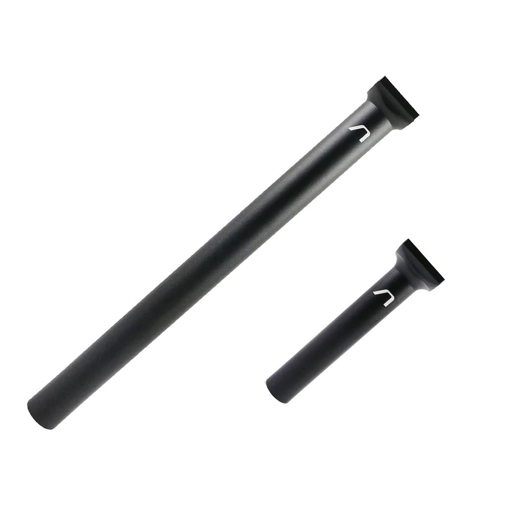 The Arise Zoids Seat Post, made from 6061-T6 alloy, features two black cylindrical sections with flat ends set against a white background. Their differing sizes allow for crucial system-compatible versatility.