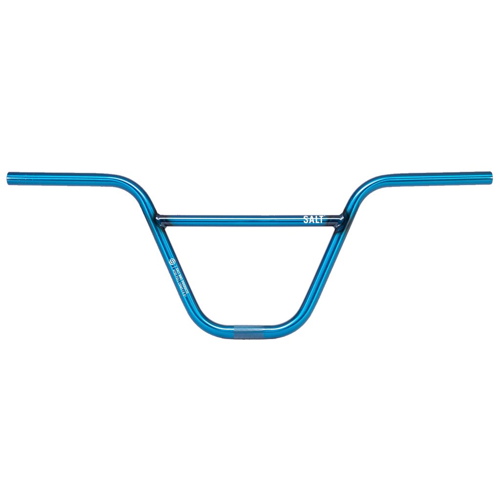 The blue Salt Pro Bars, made from seamless Chromoly, feature a sturdy crossbar and are perfect for BMX enthusiasts.