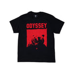 Discover the Odyssey Seeing Red T-Shirt, a cool black tee highlighted with a striking red bear graphic and the bold word "ODYSSEY" printed above.