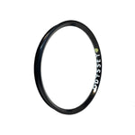 A black BMX racing rim with "Odyssey A Track Race Rim" printed in white letters on the side. This high-performance rim is perfect for those who demand durability and style.