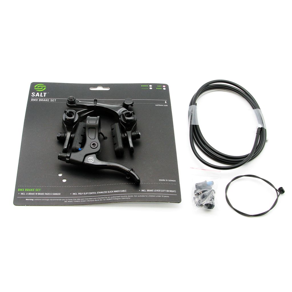 Salt Rookie V2 U Brake Kit includes a black caliper system, u-brake lever, cable, and mounting hardware, all presented on cardboard backing.