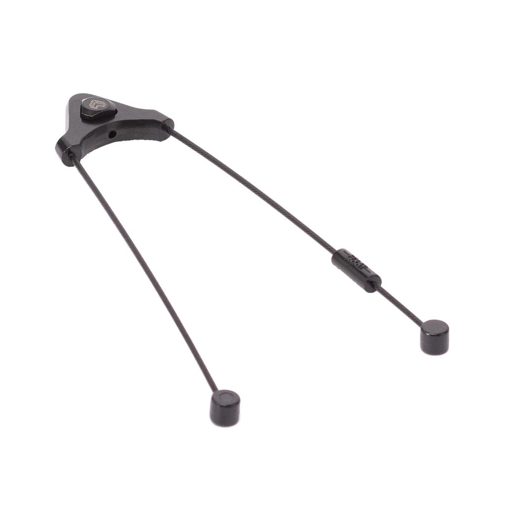 Black resistance band with handles and adjustable tension feature, featuring Eclat The Unit Brake, isolated on a white background with subtle stripes.