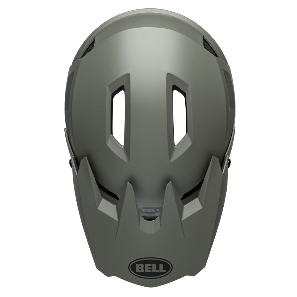 Top view of the Bell Sanction 2 Matte Dark Grey helmet showcasing its 14 vents and protective design, perfect as an entry-level helmet.