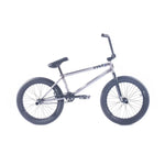 A silver Cult Devotion 20 Inch BMX bike featuring a black seat and tires is displayed against a white background, highlighting its premium quality.