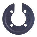 A black, semi-circular Cult Conviction Replacement Sprocket Guard, crafted from heavy-duty nylon, features four holes and a notched opening on one side for tooth-specific sizing.