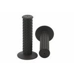 A pair of Kastan Grips in black, featuring textured surfaces, are displayed on a white background with one positioned upright and the other lying down. These authentic rubber grips are an ideal enhancement for any RL II build.