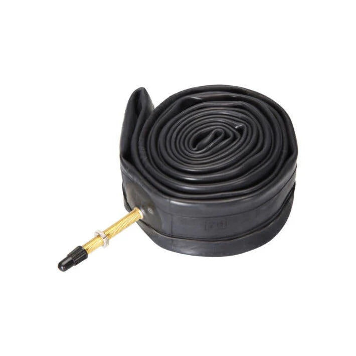 The CST 24 Inch Tube with a Presta valve is a coiled black bicycle inner tube, ideal for the expert cruiser.