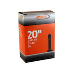 CST 20-inch tube for freestyle BMX bike tires, featuring a Schrader valve, 20x1 3/8 size, with a bold orange and black box.