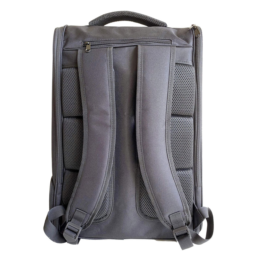 The CTD Kit Bag, a black race backpack with padded shoulder straps, mesh back panels, and a top handle, lies flat against a white background.