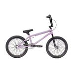 A Colony Horizon 18 Inch Bike in purple, featuring black handlebars, a seat, and tires, is viewed from the side, embodying the spirit of BMX Freestyle.