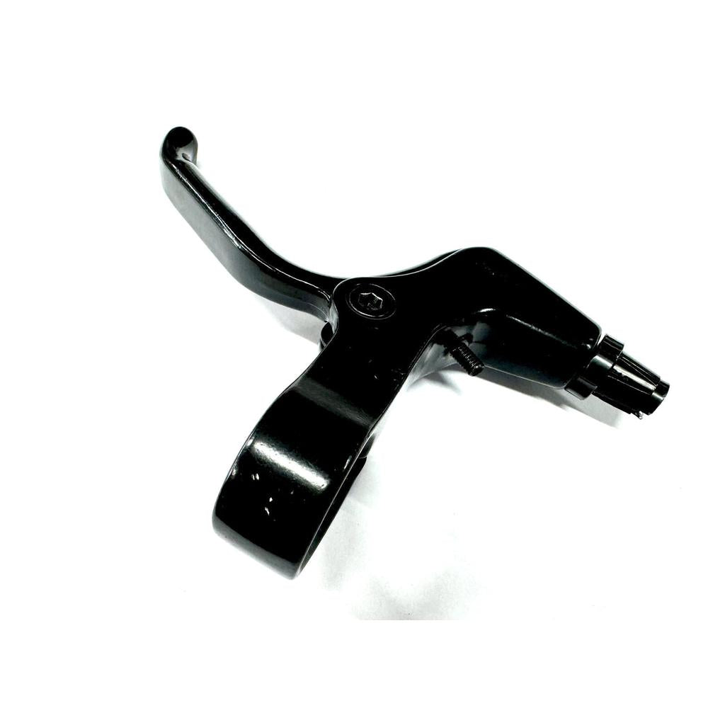 Family Kids Brake Lever, designed for flex-free braking, has a short reach and comes in black on a white background.