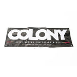 The Colony BMX Banner features "Colony" and "Still Having Fun Riding Bikes. Australian for BMX - Est 2005" on a black background, embodying Australian pride and BMX spirit.