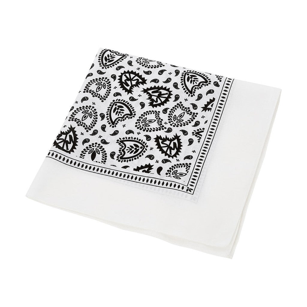 A neatly folded S&M Bandana on a white background.