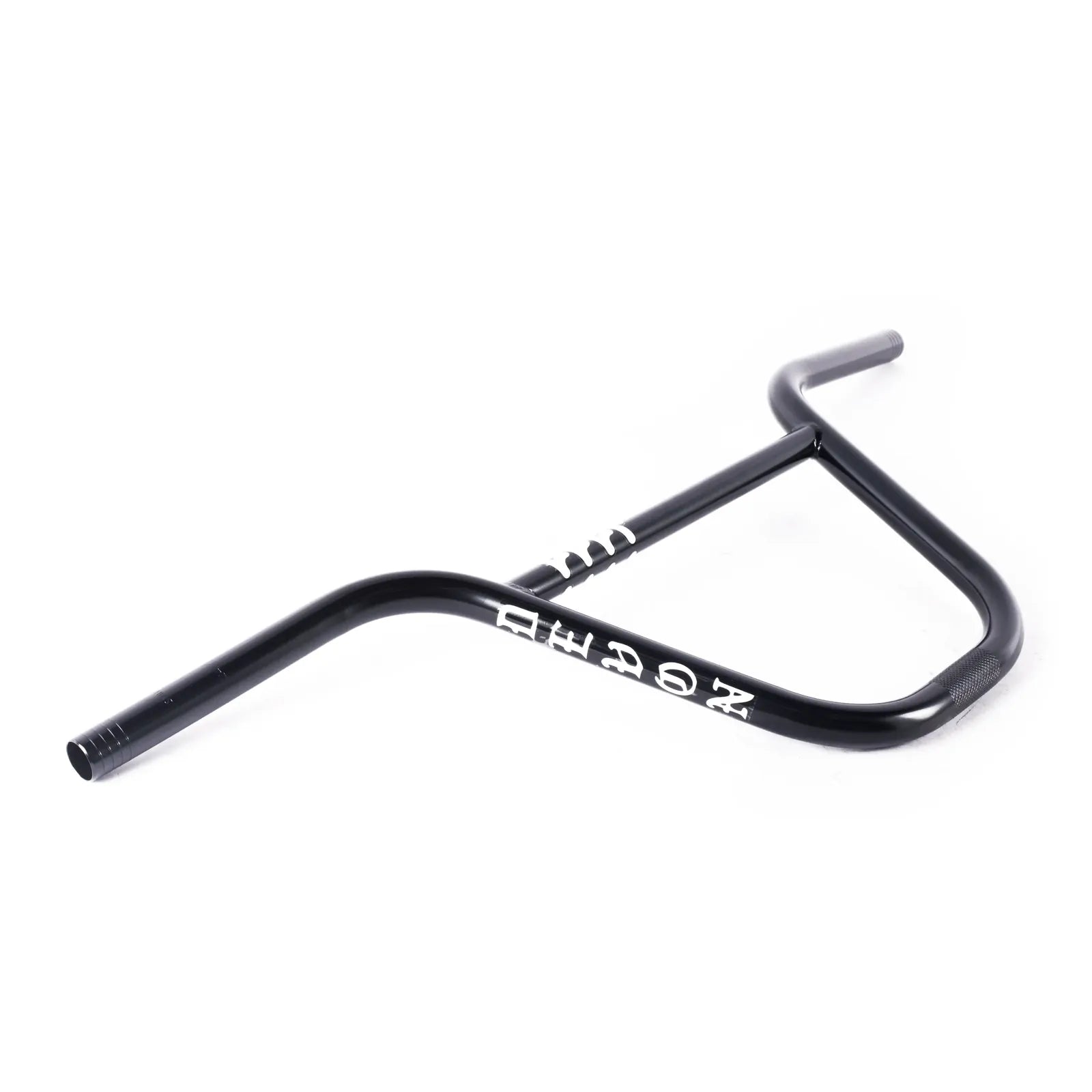 The Cult Devon Bars are black bicycle handlebars featuring an angled design, a smooth finish, and white text on the side.