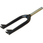 A black DRS Threadless Fork with tapered legs, featuring a long, uncut 1-inch steerer tube and open dropouts.