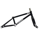 The Fit Bike Co AM 16 Frame & Fork Kit, emblazoned with "FITBIKECO" and "AW16," is designed in sleek black for young adventurers seeking high-end durability.